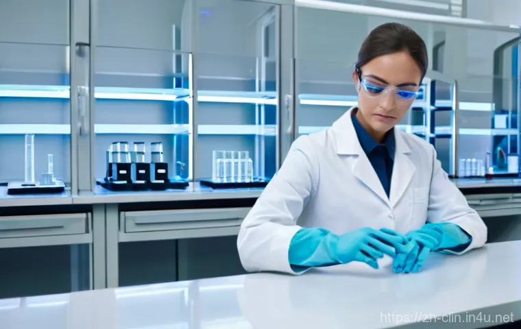 임상병리사 근무 환경 개선 사례 - **A highly detailed image of a modern, brightly lit clinical laboratory. In the foreground, a female...