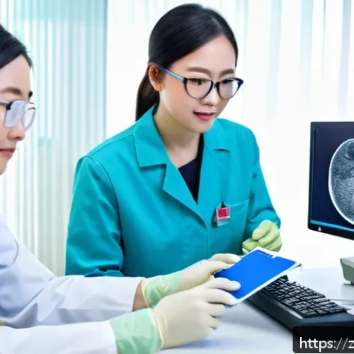 임상병리사 자격증 취득 후 진로 - A modern clinical pathology laboratory inside a large general hospital in China, featuring advanced ...
