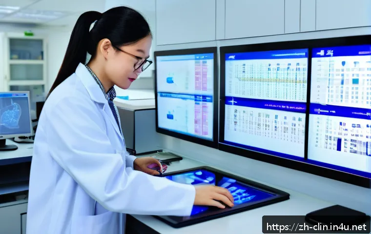 임상병리사와 병원 행정의 관계 - A modern hospital pathology lab scene showing a clinical pathologist and hospital administrative sta...