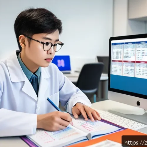 임상병리사 자격증 시험 전 필수 체크 - A detailed educational scene showing a medical student studying clinical pathology with textbooks, n...