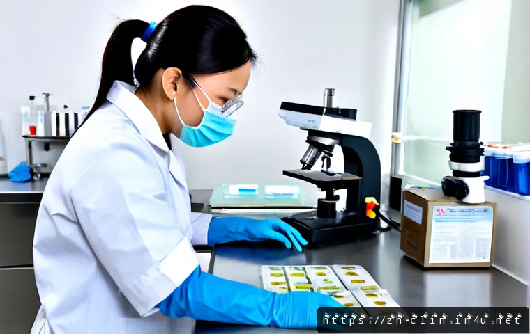 임상병리사와 병리 실험 표준 절차 - Photorealistic clinical laboratory technologist in clean protective coat, gloves, safety glasses, an...